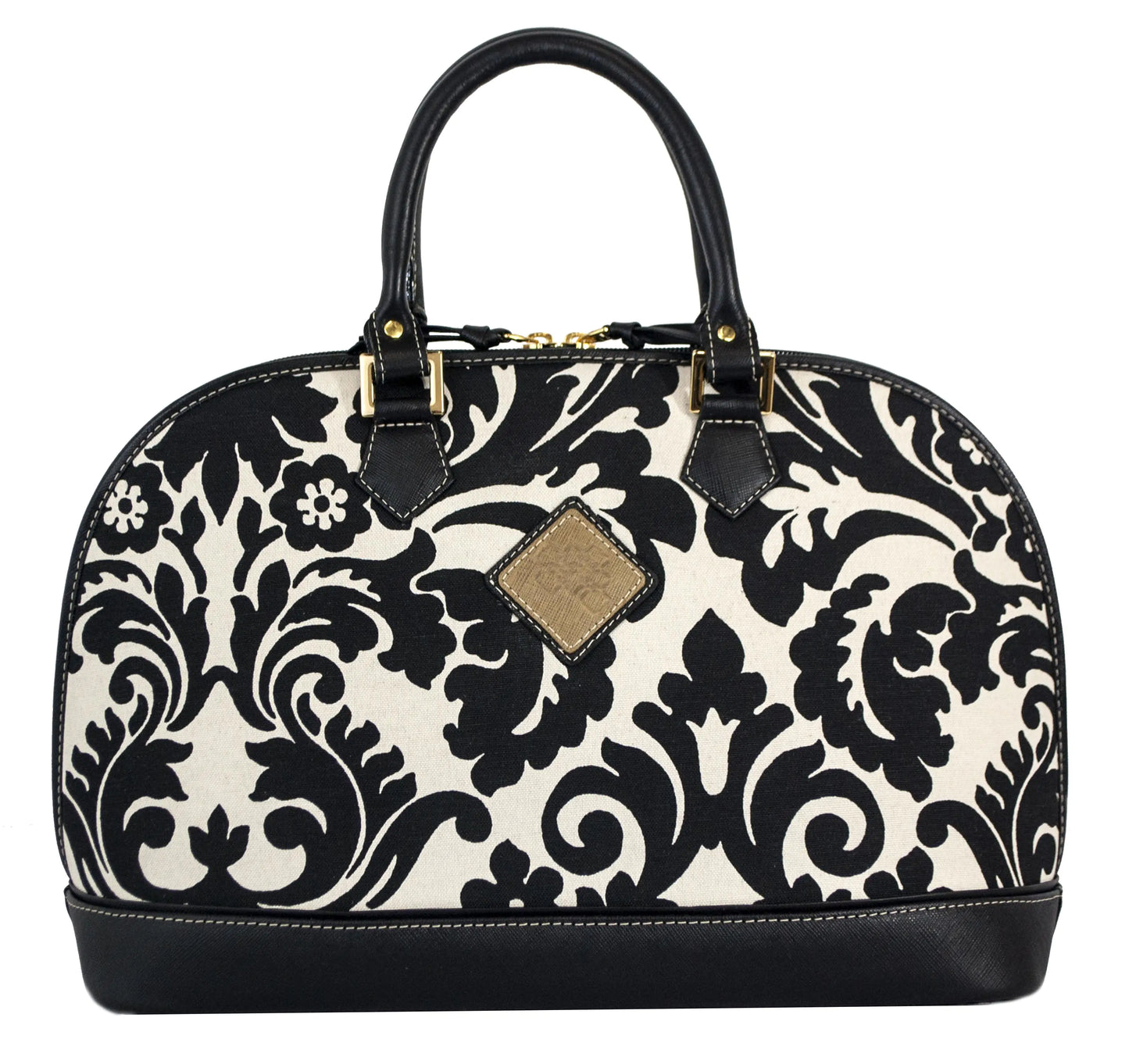 Leather Handbag- Black & White Print