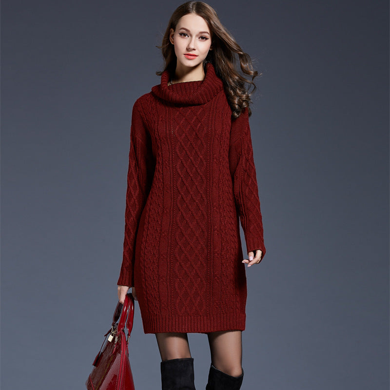 Winter Turtleneck Sweater Dress