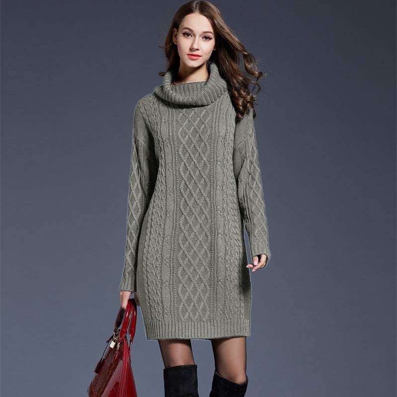 Winter Turtleneck Sweater Dress