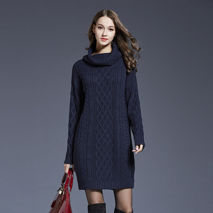 Winter Turtleneck Sweater Dress