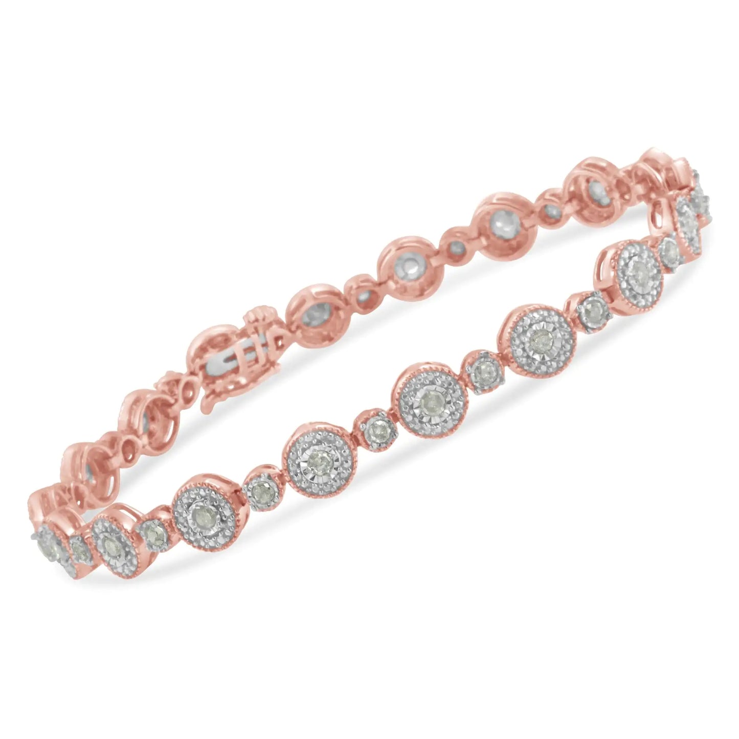 10k Rose Gold Plated -.925 Sterling Silver Diamond Bracelet