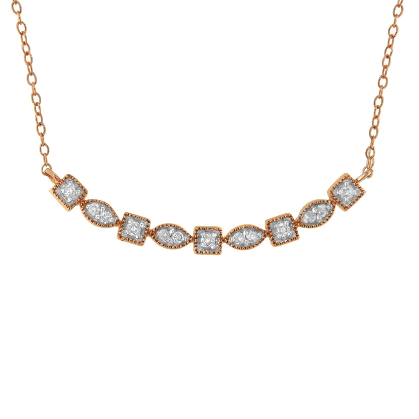 10kt Rose Gold Plated Diamond Necklace