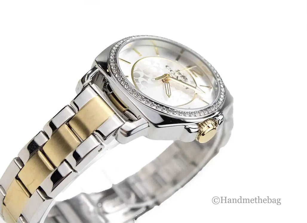 Coach - Crystal Bezel Silver Gold Toned Watch