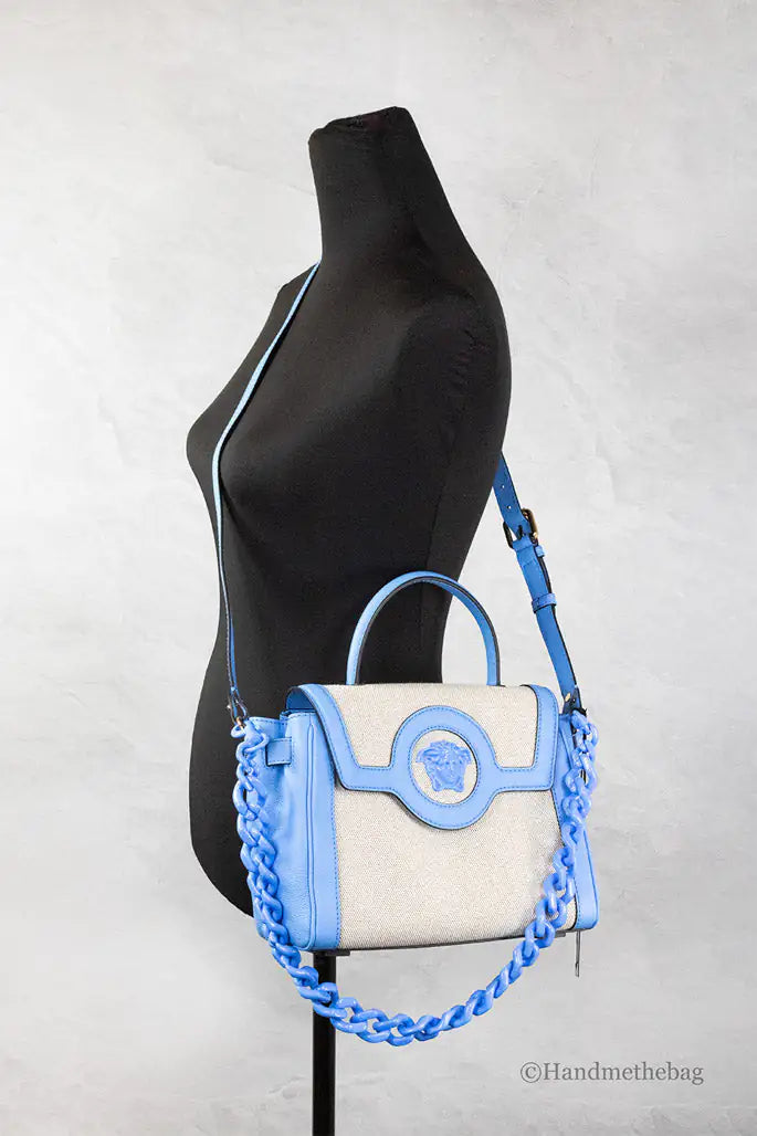 Versace - La Medusa Blue Leather Tote