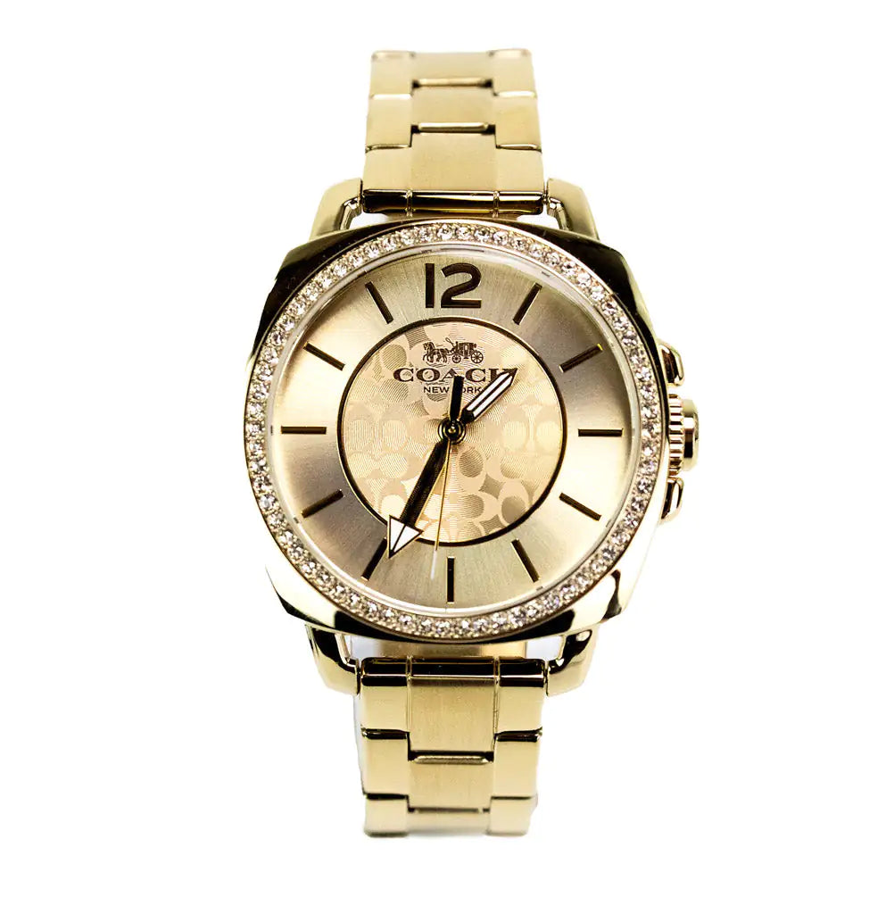 Coach - Crystal Bezel Yellow Gold Tone Watch