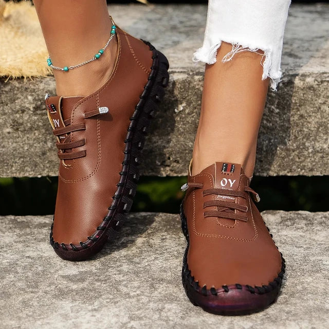 Mocasines con cordones de piel con plataforma para mujer