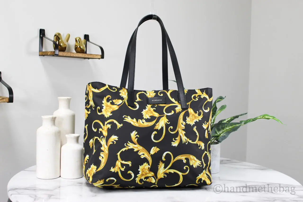 Versace - Large Black Gold Stampato Tote