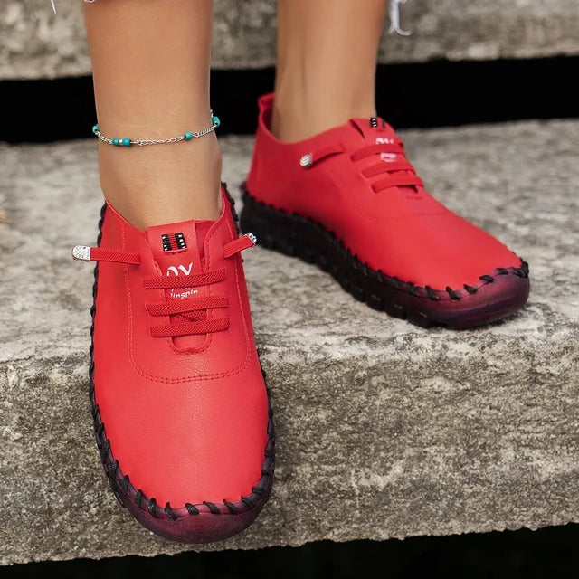 Mocasines con cordones de piel con plataforma para mujer