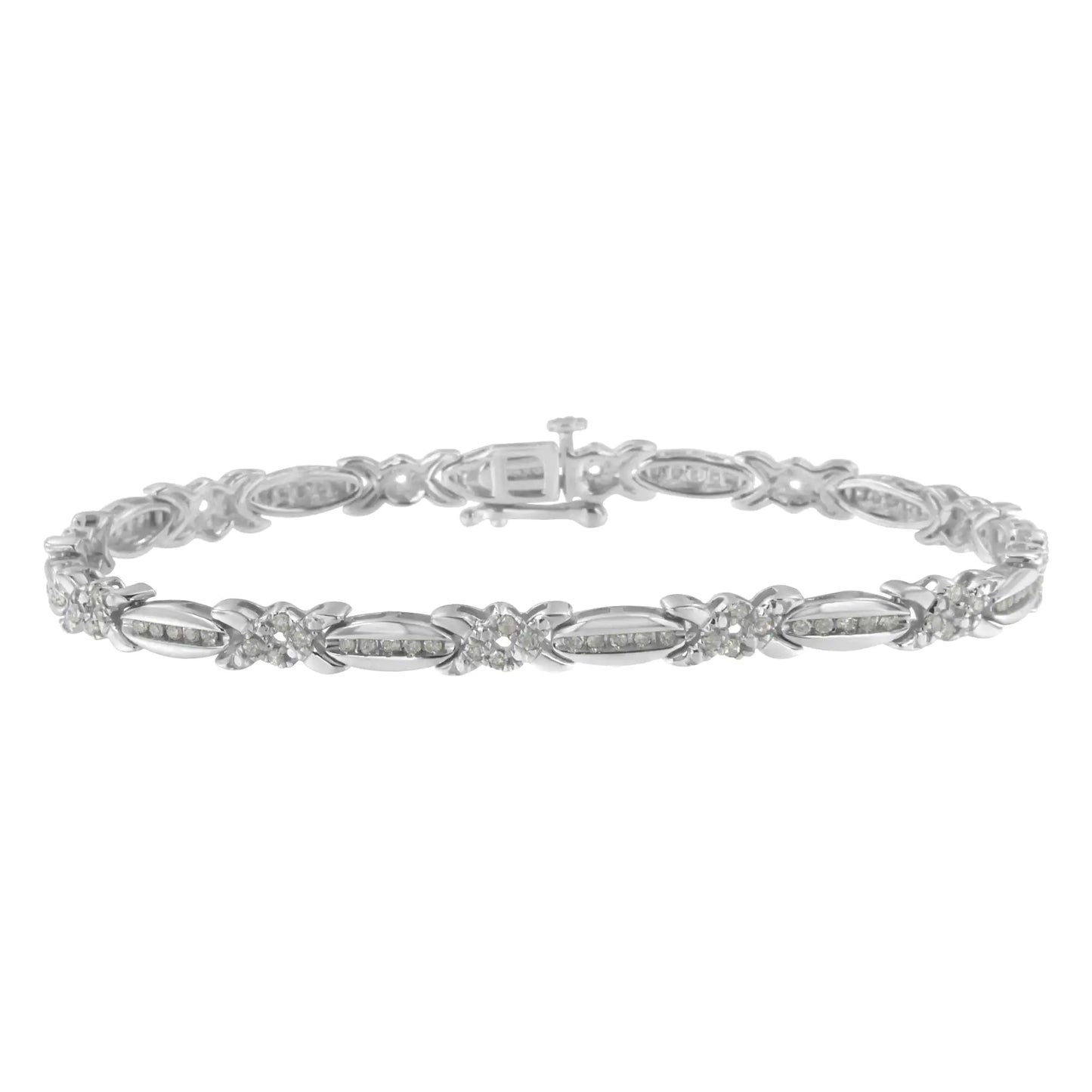 Sterling Silver Diamond X-Link Bracelet