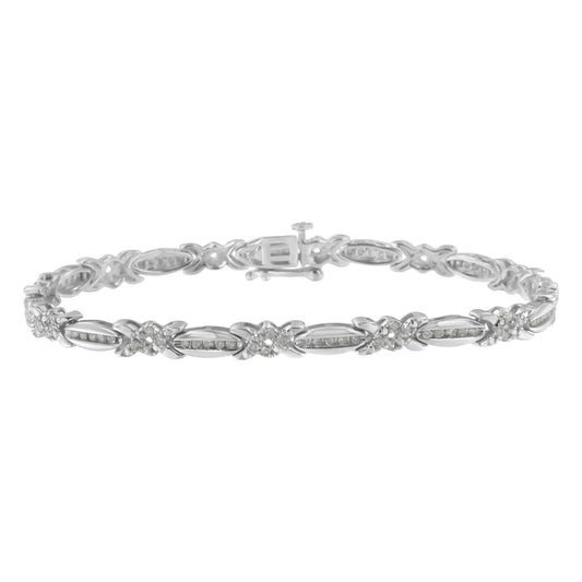 Sterling Silver Diamond X-Link Bracelet