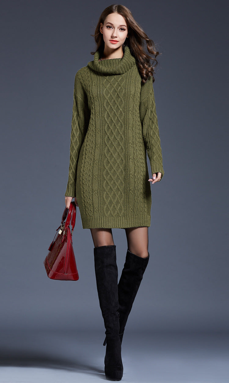 Winter Turtleneck Sweater Dress