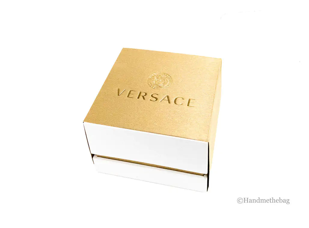 Versace - Silver Logo Embossed Leather Watch