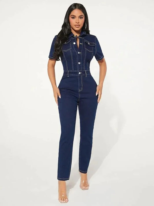 Women's Skinny Denim Jumpsuit