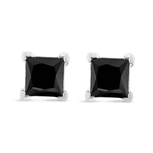 14K White Gold Black Diamond Earrings