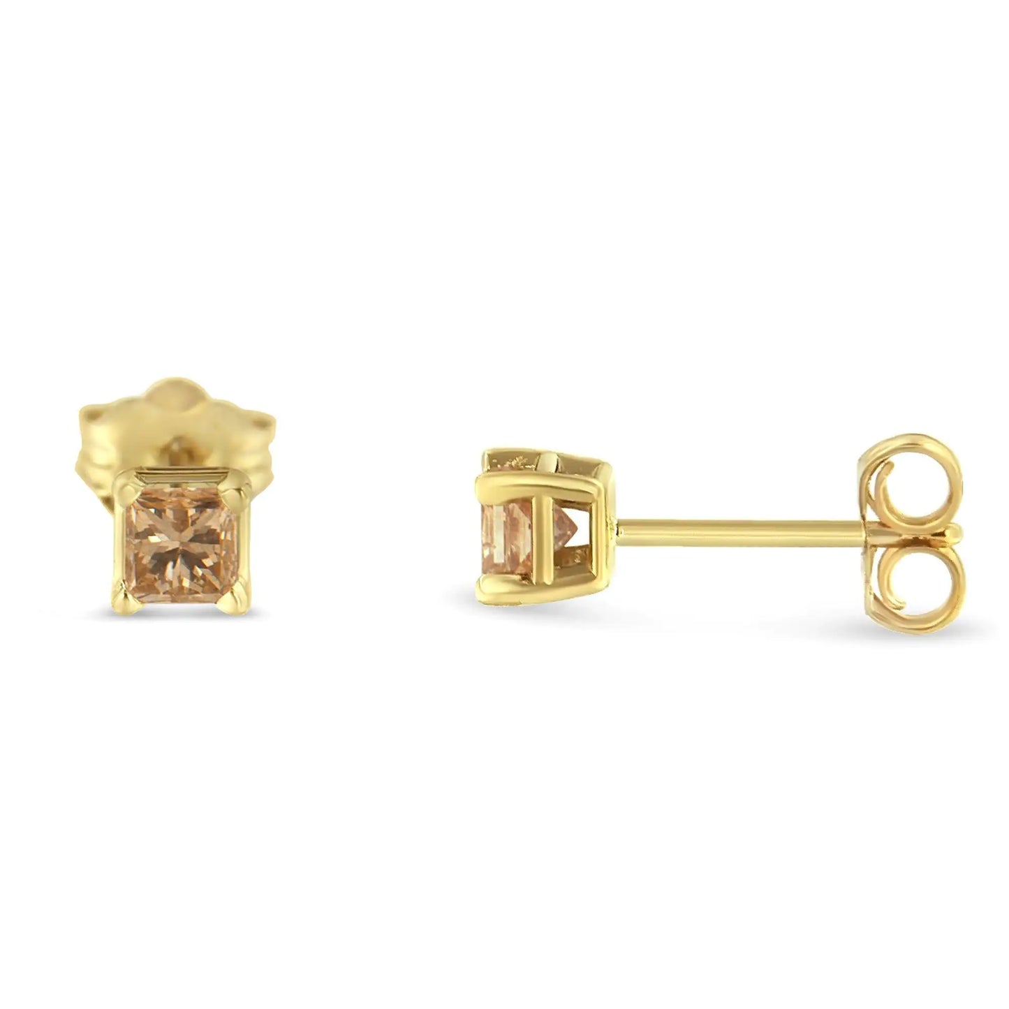 14K Gold Princess-Cut Solitaire Diamond Earrings