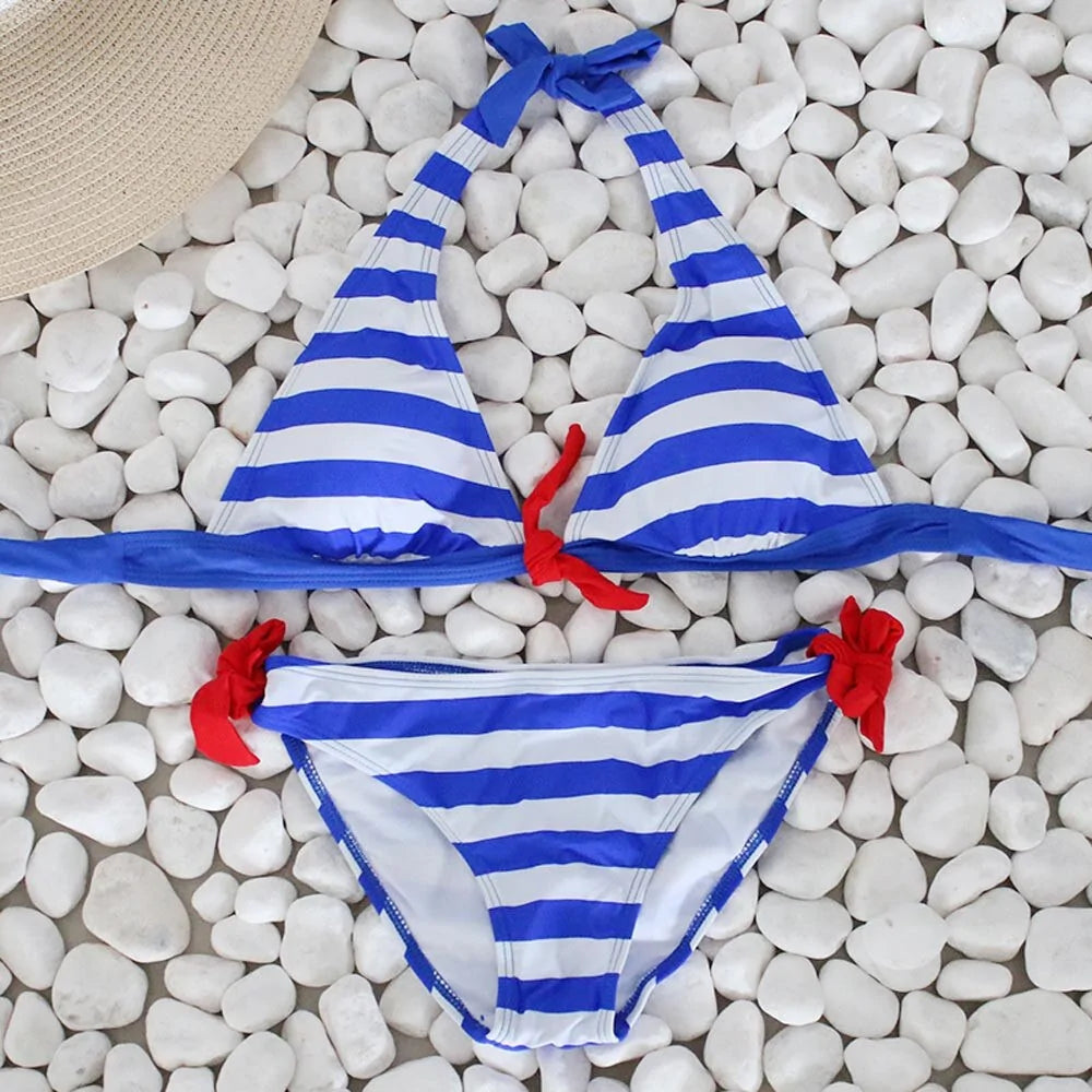 2020 Women's Striped Push-Up Bikini Swimwear