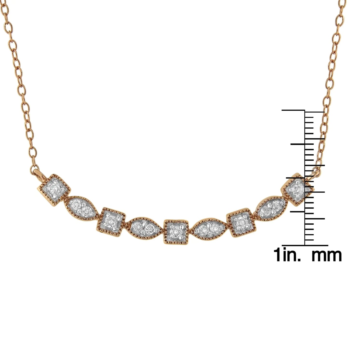 10kt Rose Gold Plated Diamond Necklace