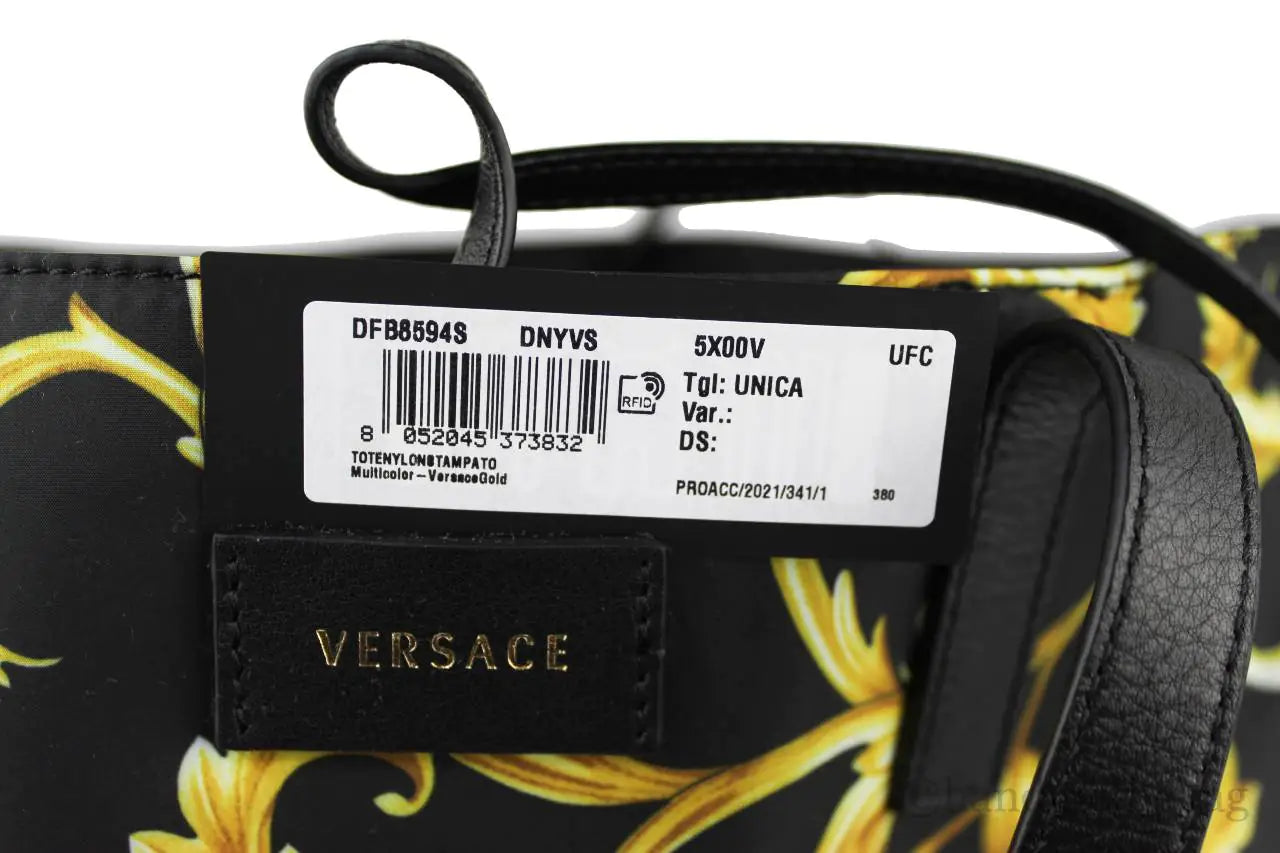 Versace - Large Black Gold Stampato Tote