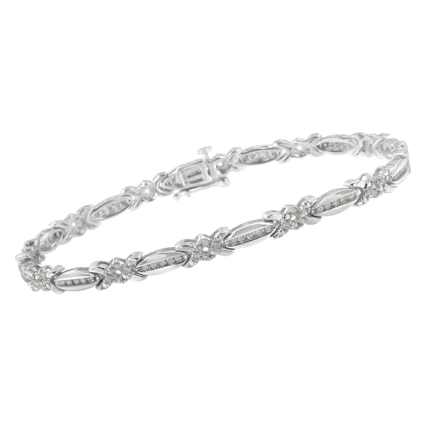 Sterling Silver Diamond X-Link Bracelet