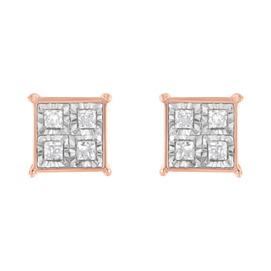 Rose Gold Plated Sterling Silver Diamond Earrings