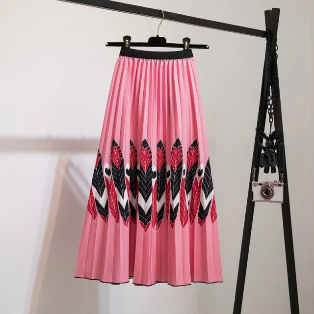 Women's Cartoon Printed Pleated Skirt