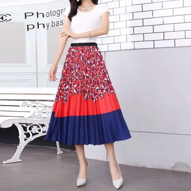 Women's Cartoon Printed Pleated Skirt