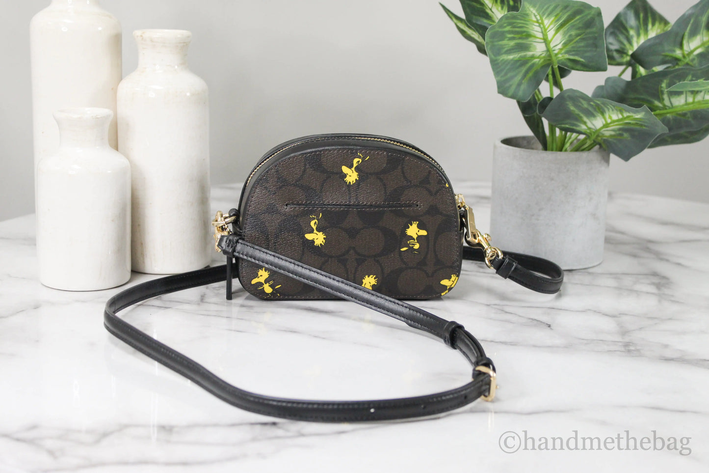 Coach X Peanuts Mini Serena Brown Black Woodstock Crossbody