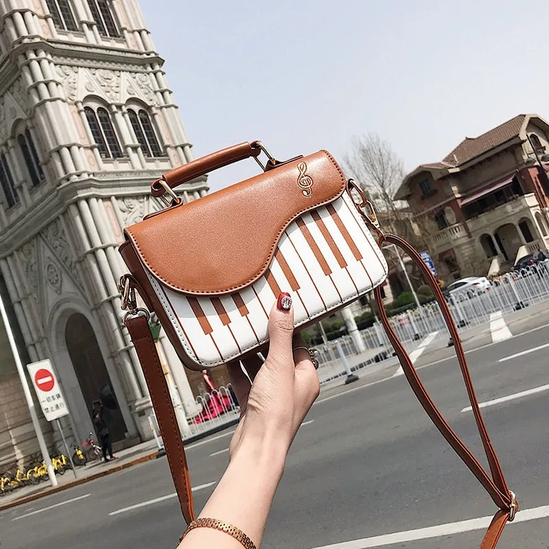 Piano Pattern Leather Shoulder Bag