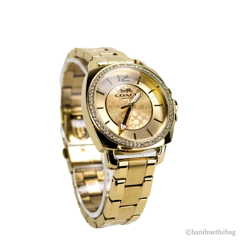 Coach - Crystal Bezel Yellow Gold Tone Watch