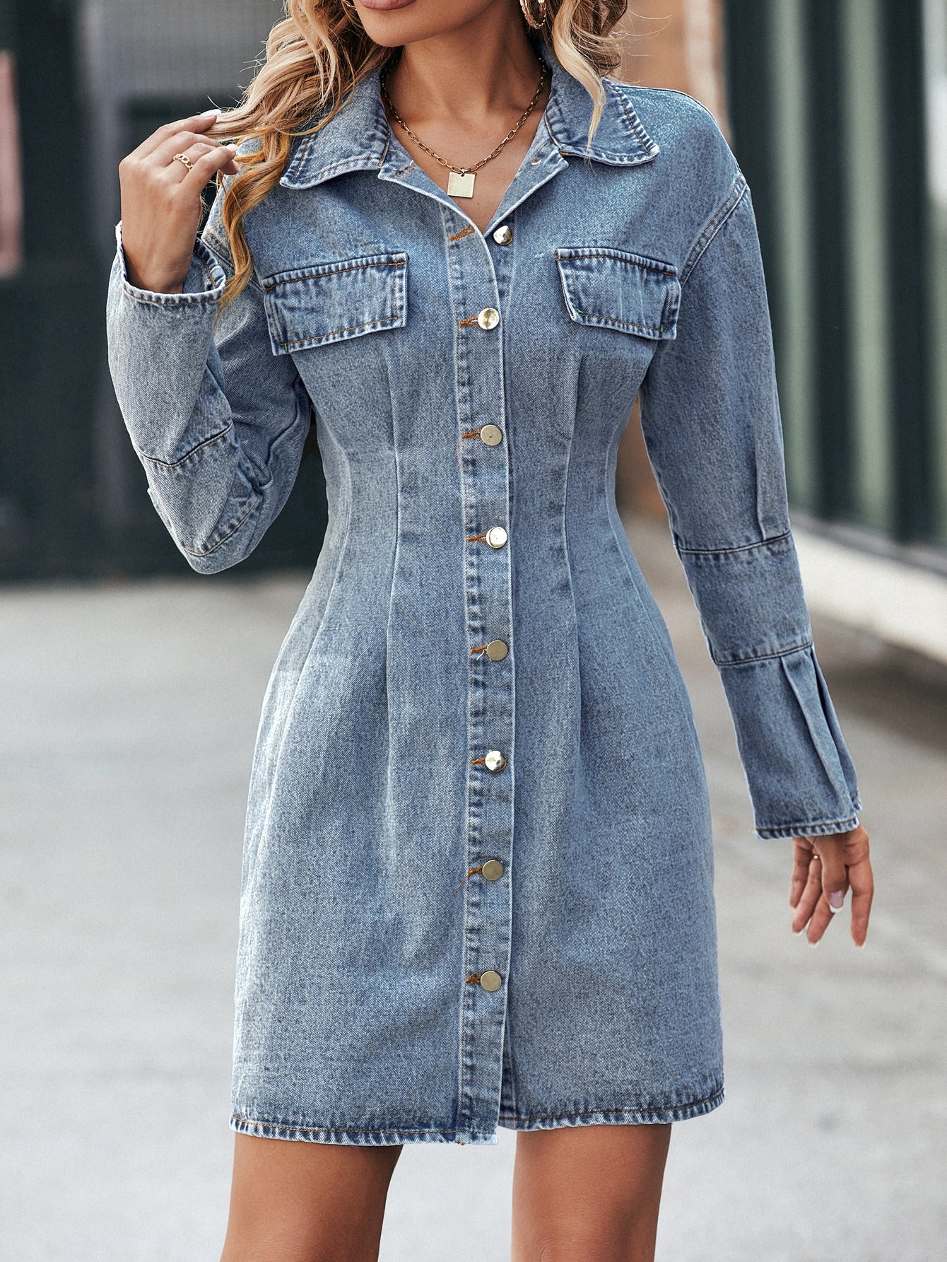 Long Sleeves Denim Dress