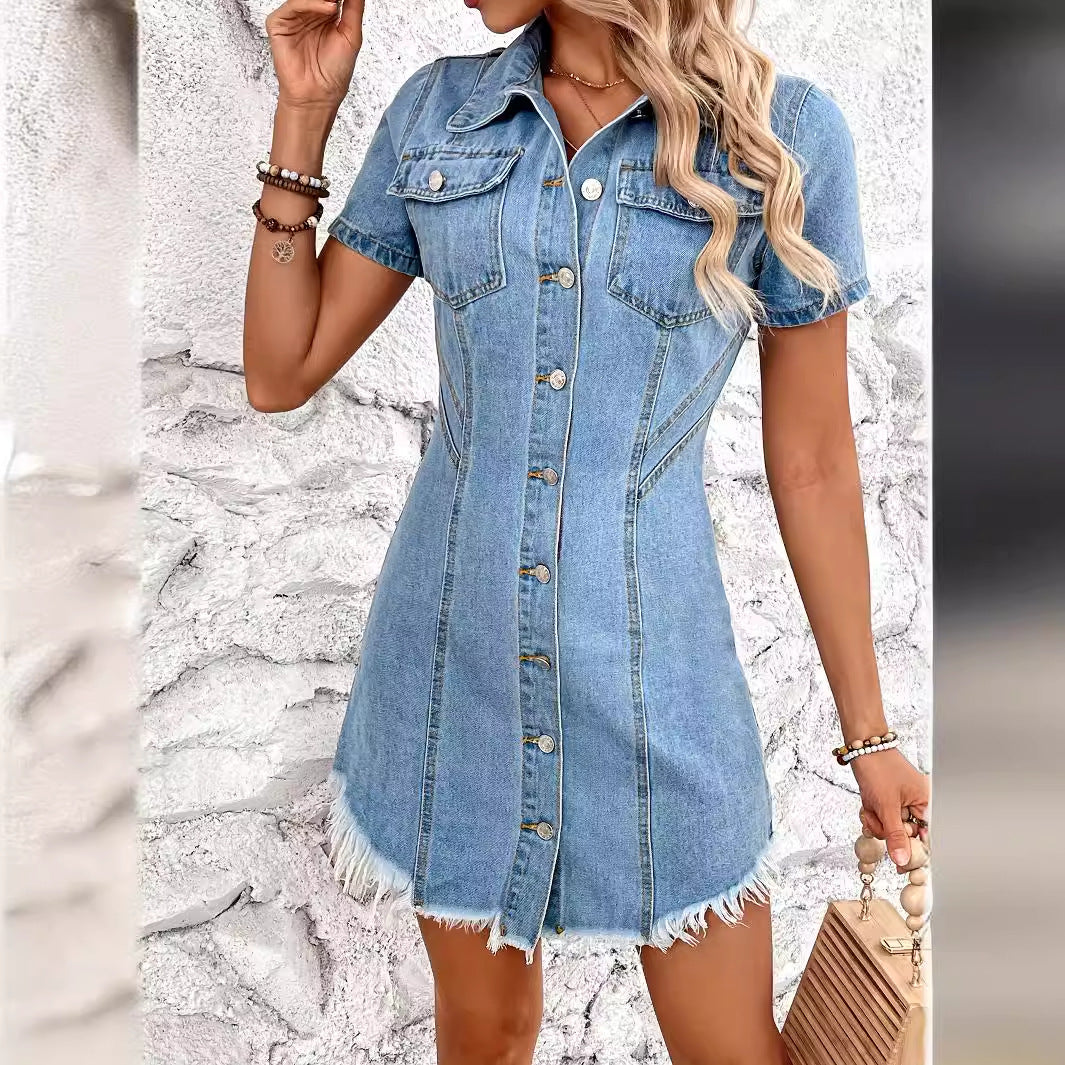 Short Sleeves Denim Dress