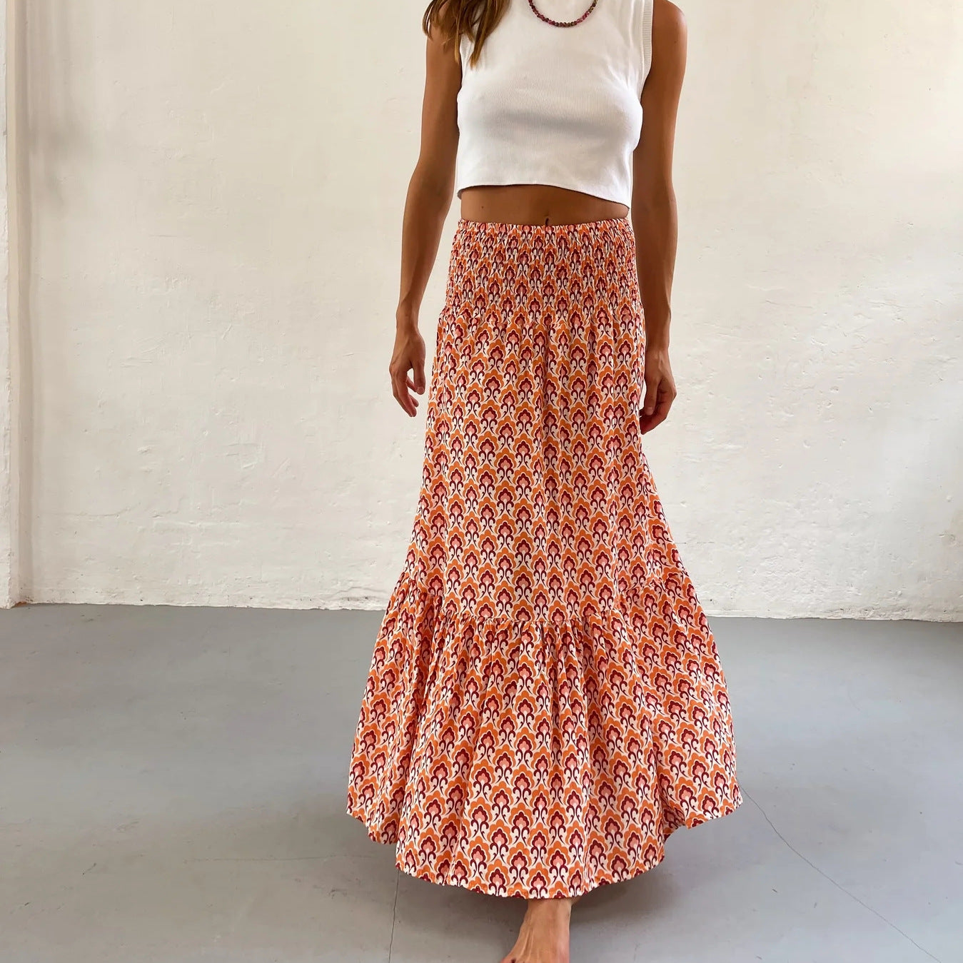 Pleated Big Hem Skirt