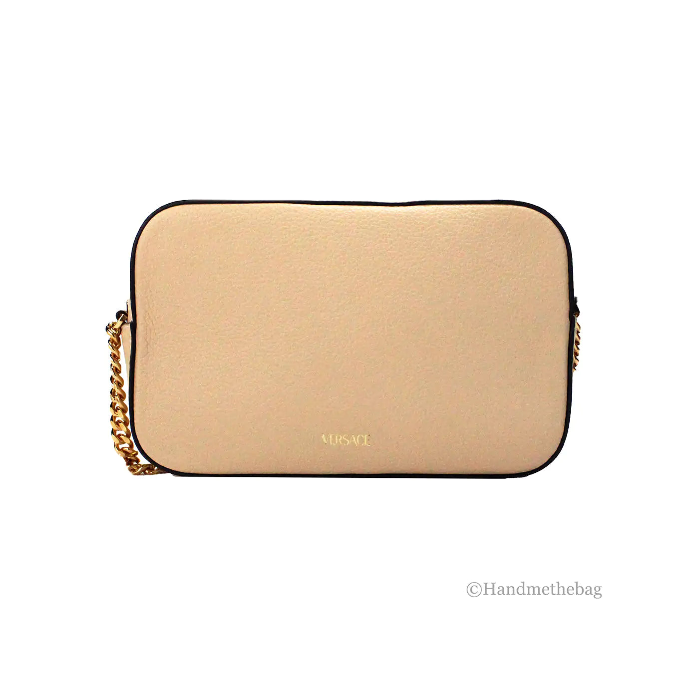 Versace - Virtus Beige Leather Crossbody Bag