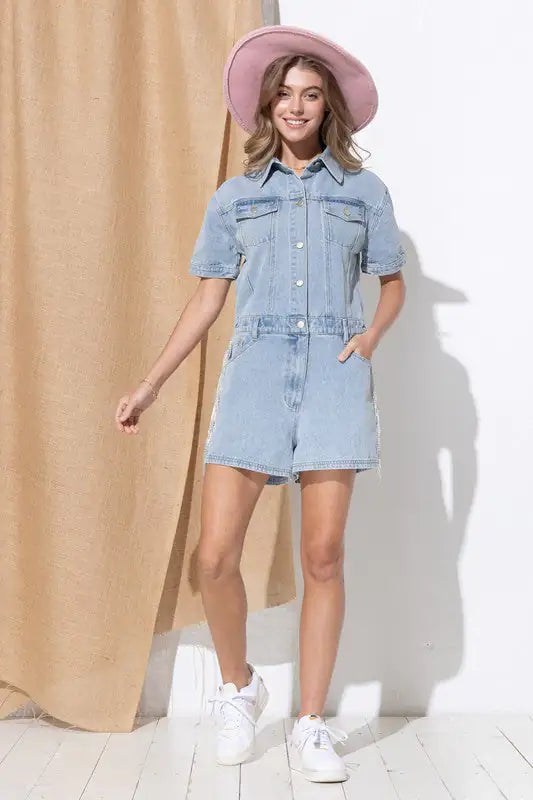 Denim Overall Romper