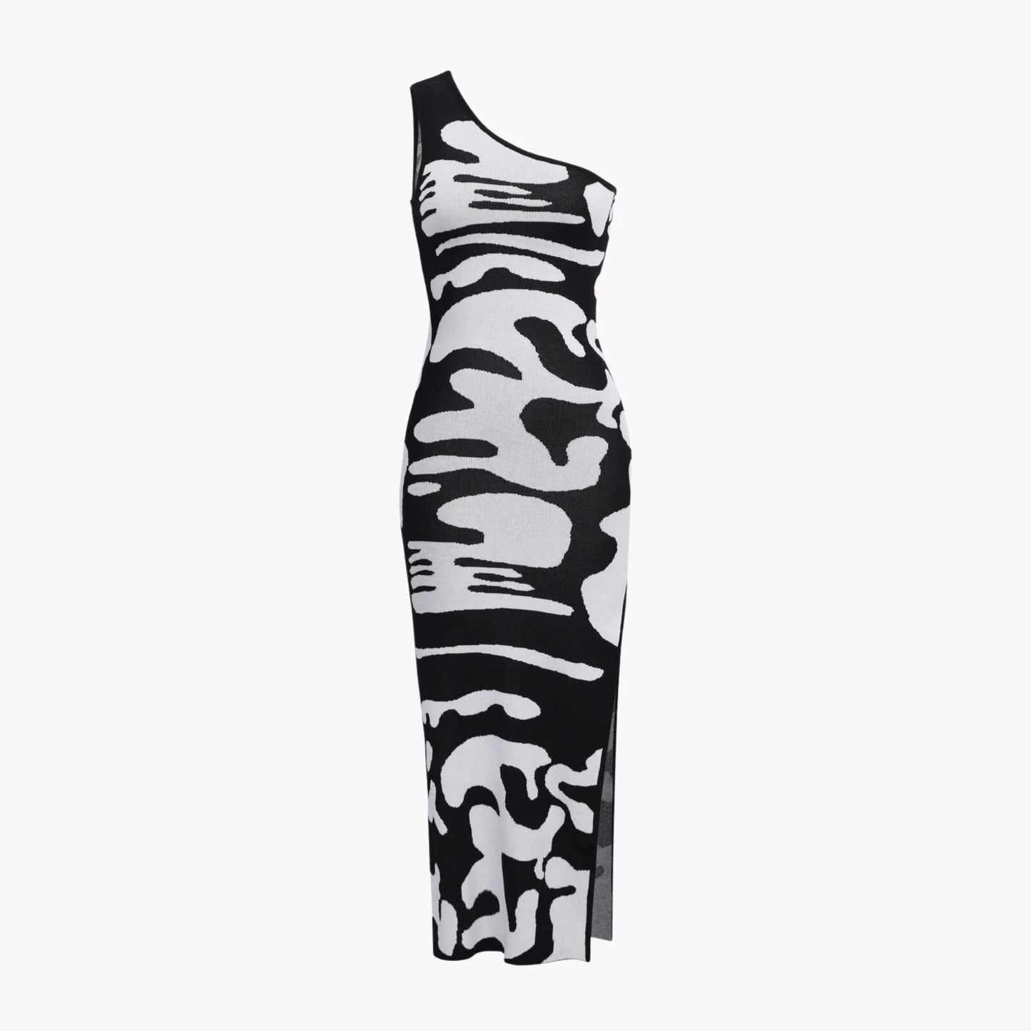 One Shoulder Print Dress