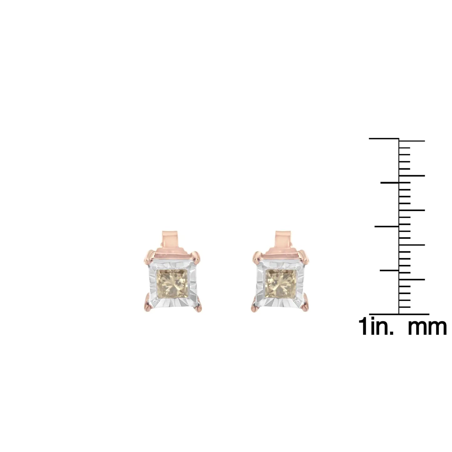 14K Rose Gold Plated Diamond Earrings