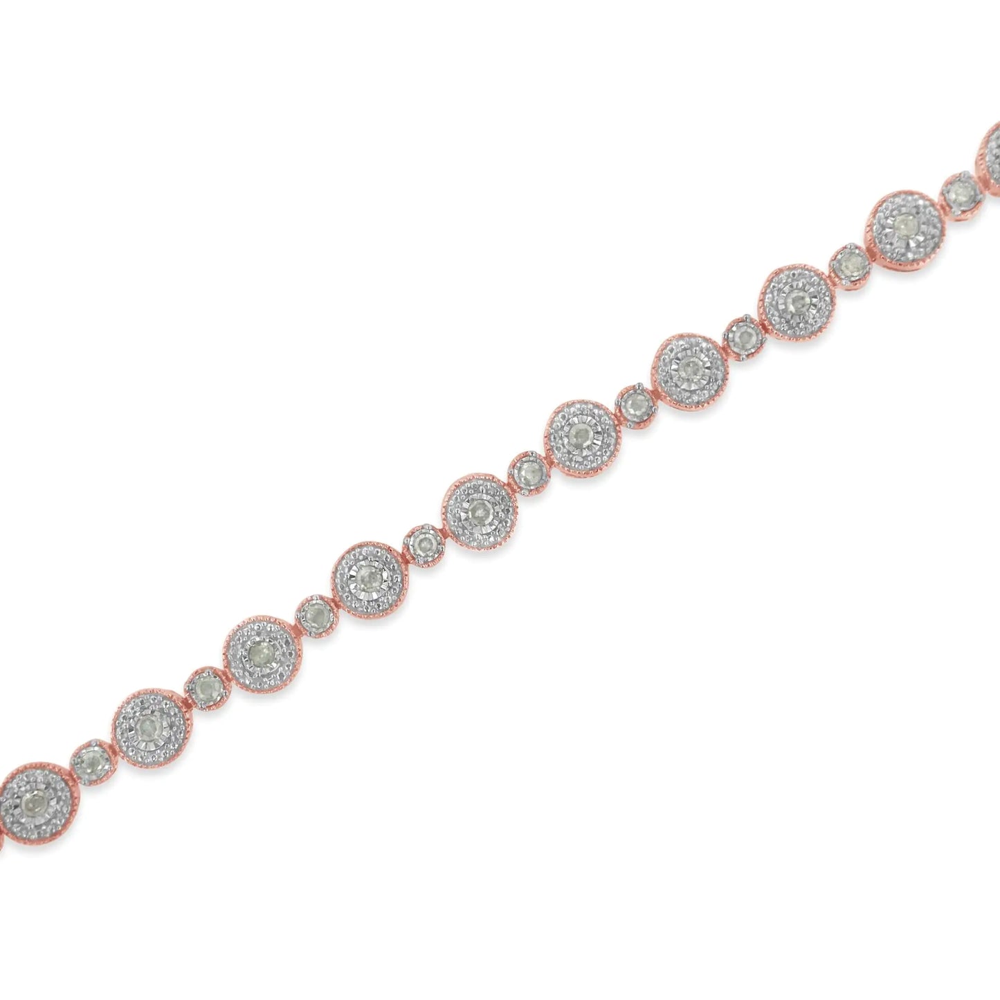 10k Rose Gold Plated -.925 Sterling Silver Diamond Bracelet