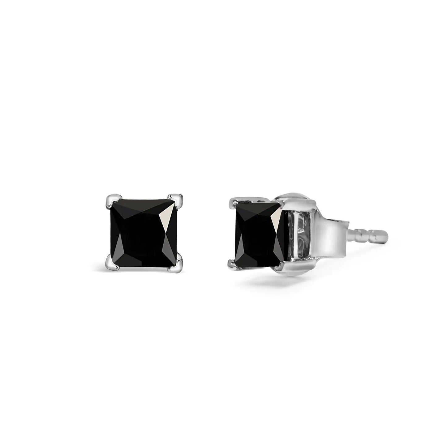 14K White Gold Black Diamond Earrings