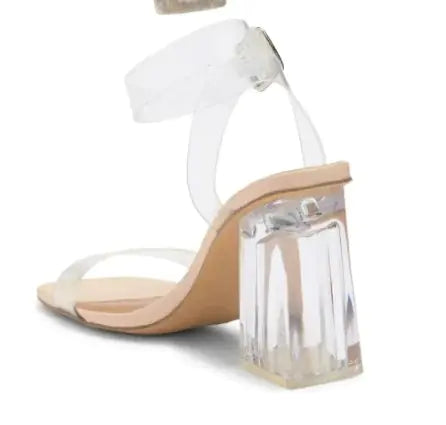 Steve Madden Hundred Clear Block Heel Sandale (Femme)