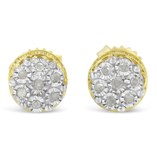 Yellow Gold Rose Diamond Floral Earrings