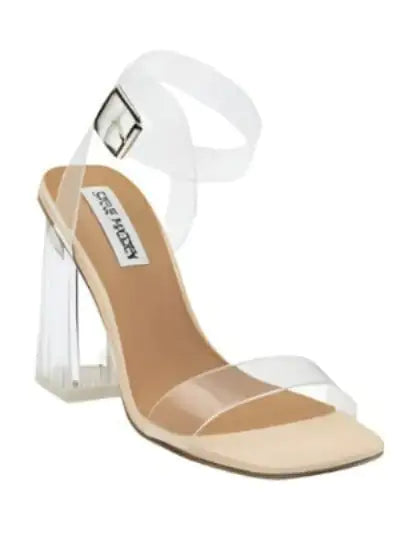 Steve Madden Hundred Clear Block Heel Sandale (Femme)