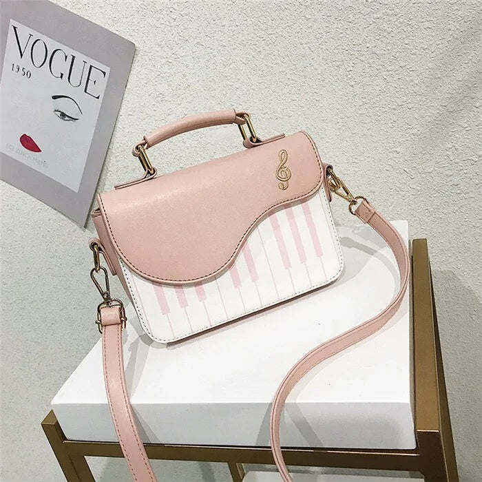 Piano Pattern Leather Shoulder Bag