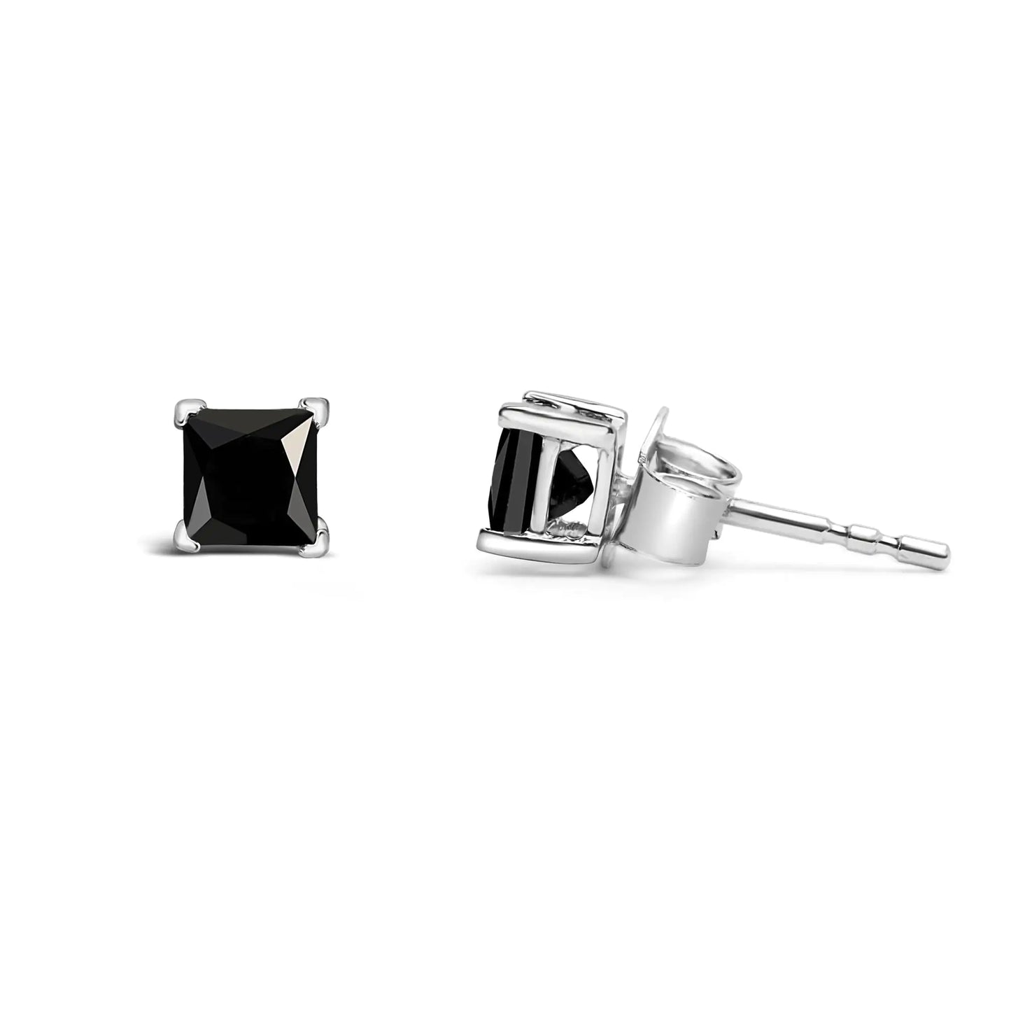 14K White Gold Black Diamond Earrings