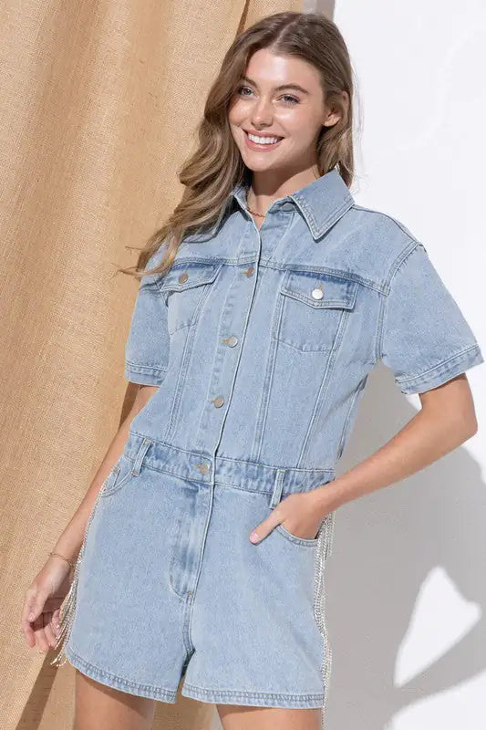 Denim Overall Romper