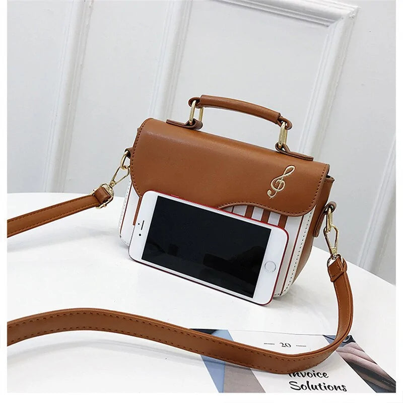 Piano Pattern Leather Shoulder Bag