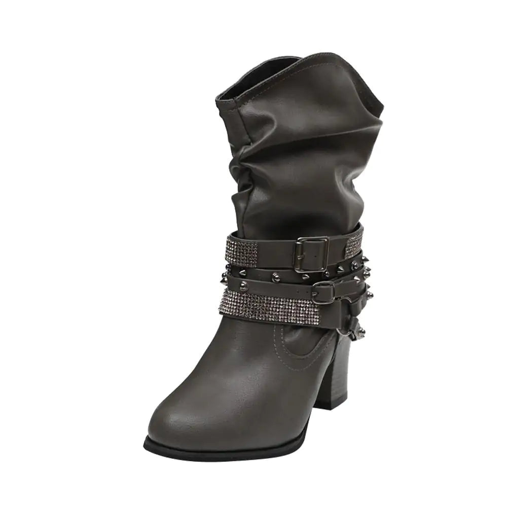 Sprigo - Bottines en cuir de style western avec détails de brides