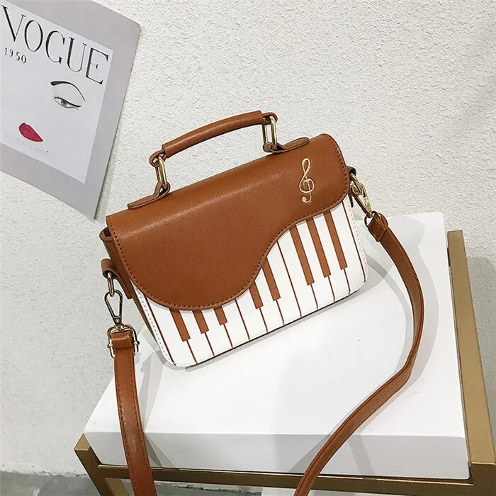 Piano Pattern Leather Shoulder Bag