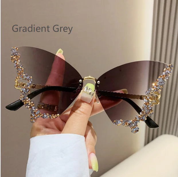 Lunettes de soleil papillon en diamant