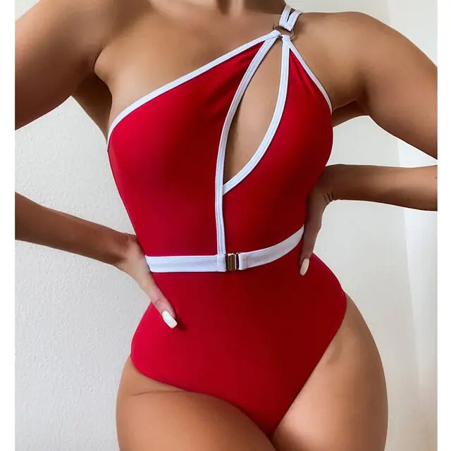 VigoCasey One Shoulder Hollow Out Swimwear