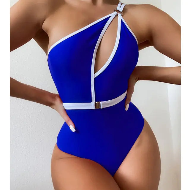 VigoCasey One Shoulder Hollow Out Swimwear